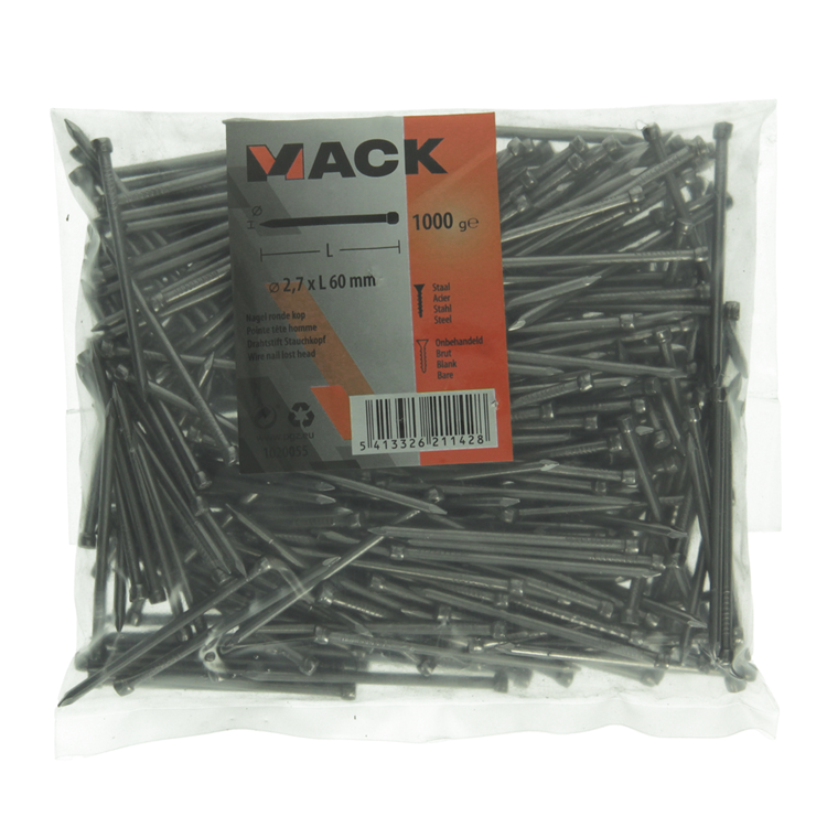Load image into Gallery viewer, Mack 1020055 - nagel ronde kop 1000 gr 2,7 x 60 mm | 10 stuks
