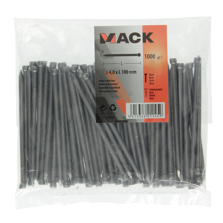 Load image into Gallery viewer, Mack 1020058 - nagel ronde kop 1000 gr 4,0 x 100 mm | 10 stuks

