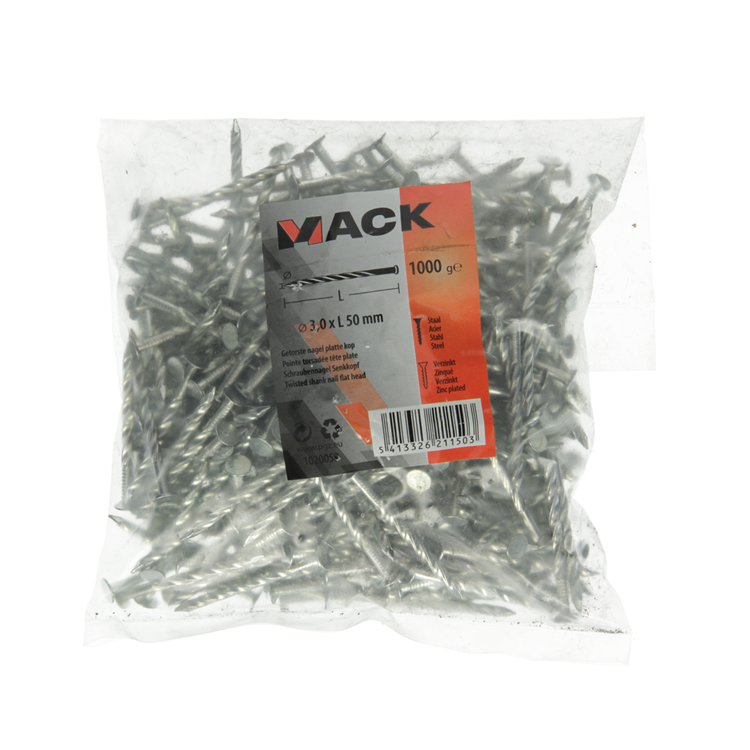 Load image into Gallery viewer, Mack 1020059 - getorste nagel platte kop vz 1000 gr 3,0 x 50 mm | 10 stuks
