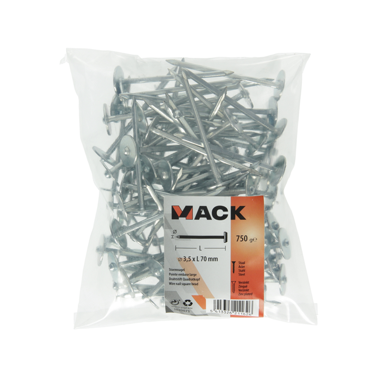 Load image into Gallery viewer, Mack 1020071 - bouwplaatnagel verzinkt 750gr 3,5 x 70 mm | 5 stuks
