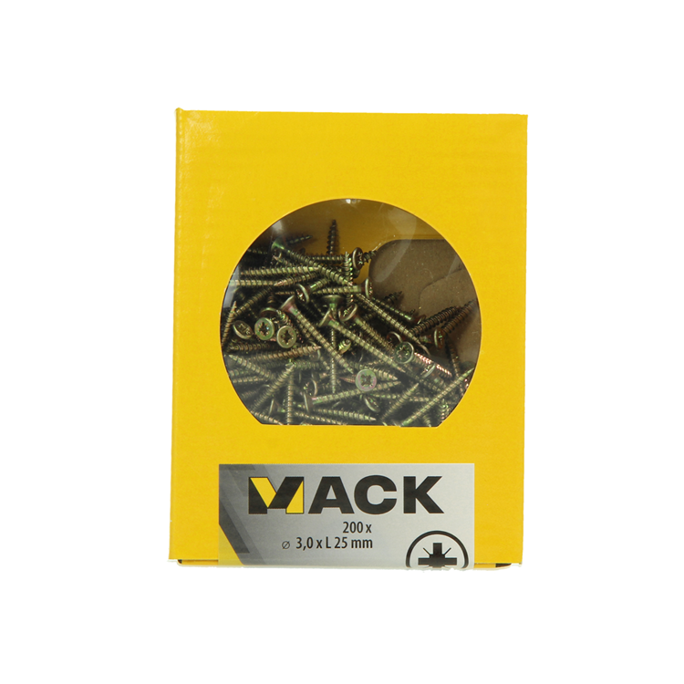 Load image into Gallery viewer, Mack 1020079 - spaanplaatschroef vz kop geel vz 200 st 3,0 x 25 mm | 5 stuks
