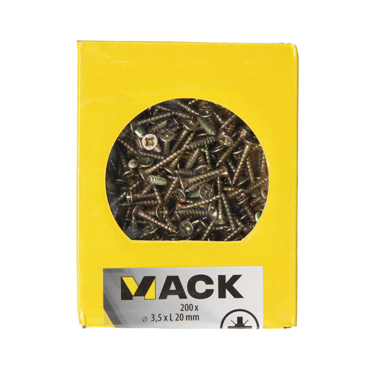 Load image into Gallery viewer, Mack 1020082 - spaanplaatschroef vz kop geel vz 200 st 3,5 x 20 mm | 5 stuks
