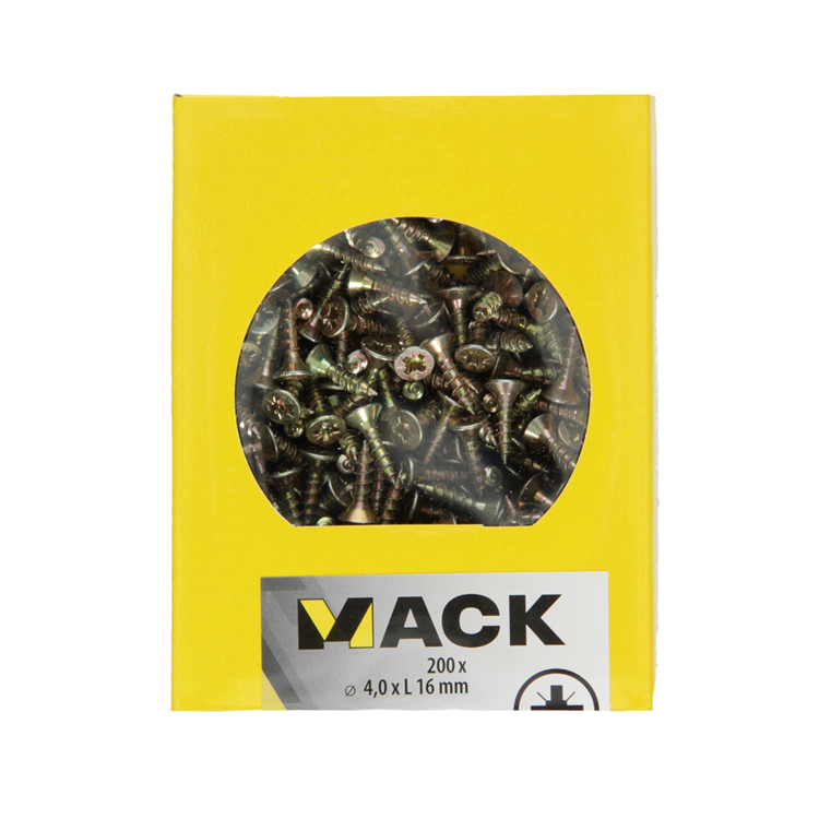 Afbeelding laden in galerijviewer, Mack 1020089 - spaanplaatschroef vz kop geel vz 200 st 4,0 x 16 mm | 5 stuks
