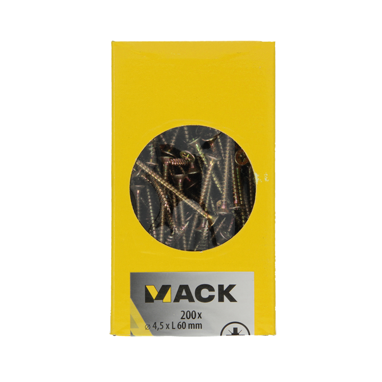Load image into Gallery viewer, Mack 1020107 - spaanplaatschroef vz kop geelvz 200 st 4,5 x 60 mm | 2 stuks
