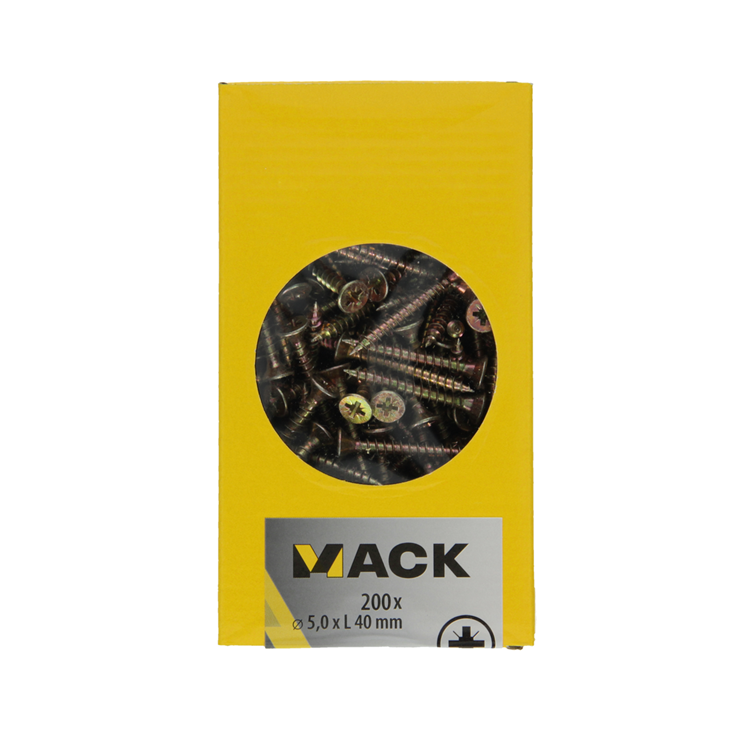 Load image into Gallery viewer, Mack 1020113 - spaanplaatschroef vz kop geel vz 200 st 5,0 x 40 mm | 3 stuks
