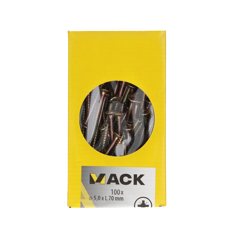 Load image into Gallery viewer, Mack 1020117 - spaanplaatschroef vz kop geelvz 100 st 5,0 x 70 mm | 3 stuks
