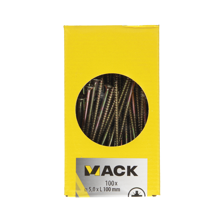 Load image into Gallery viewer, Mack 1020120 - spaanplaatschroef vz kop geel vz 100 st 5,0 x 100 mm | 2 stuks
