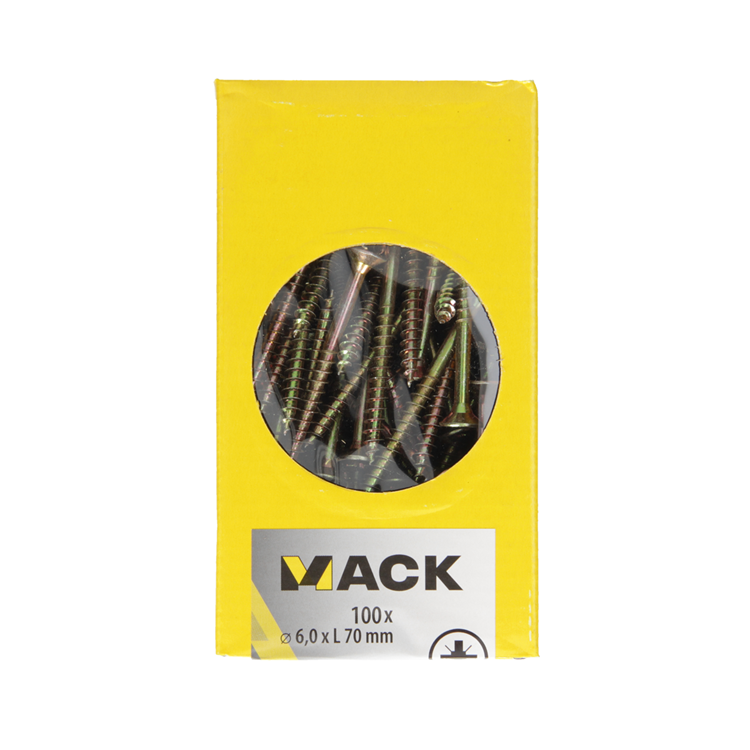 Load image into Gallery viewer, Mack 1020124 - spaanplaatschroef vz kop geel vz 100 st 6,0 x 70 mm | 2 stuks
