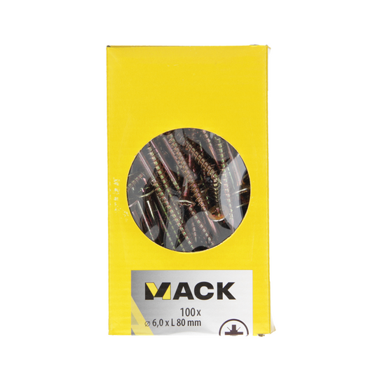 Mack 1020125 - spaanplaatschroef vz kop geel vz 100 st 6,0 x 80 mm | 2 stuks
