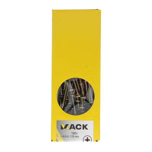 Mack 1020128 - spaanplaatschroef vz kop geelz 100 st 6,0 x 120 mm | 2 stuks