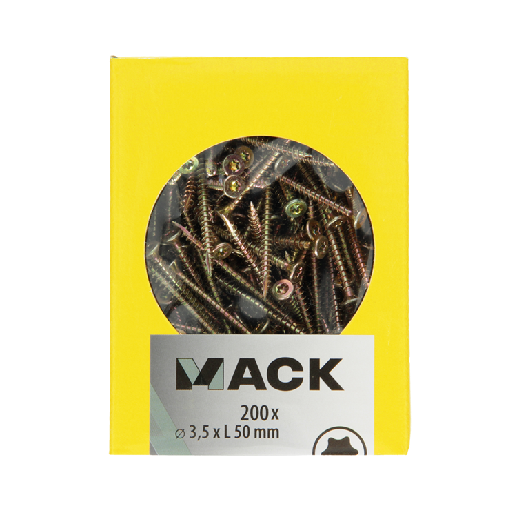 Load image into Gallery viewer, Mack 1020134 - spaanplaatschroef vz kp-zelfb.gvz 200st 3,5 x 50 mm | 5 stuks

