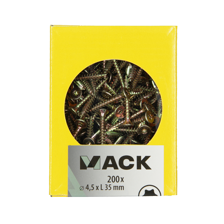 Load image into Gallery viewer, Mack 1020144 - spaanplaatschroef vz kp-zelfb.gvz 200st 4,5 x 35 mm | 5 stuks
