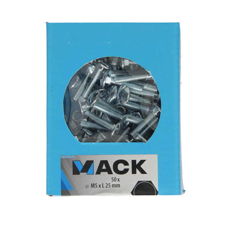 Load image into Gallery viewer, Mack 1020191 - houtbout + moer verzinkt 50 stm5 x 25 mm | 5 stuks
