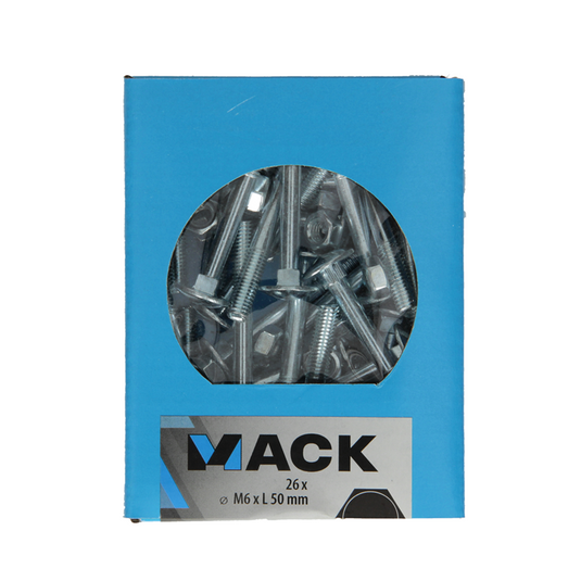 Mack 1020199 - houtbout + moer verzinkt 26 stm6 x 50 mm | 5 stuks