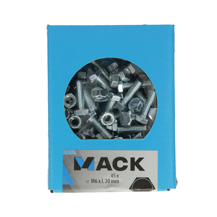 Load image into Gallery viewer, Mack 1020214 - tapbout + moer verzinkt 45 st m6 x 20 mm | 5 stuks
