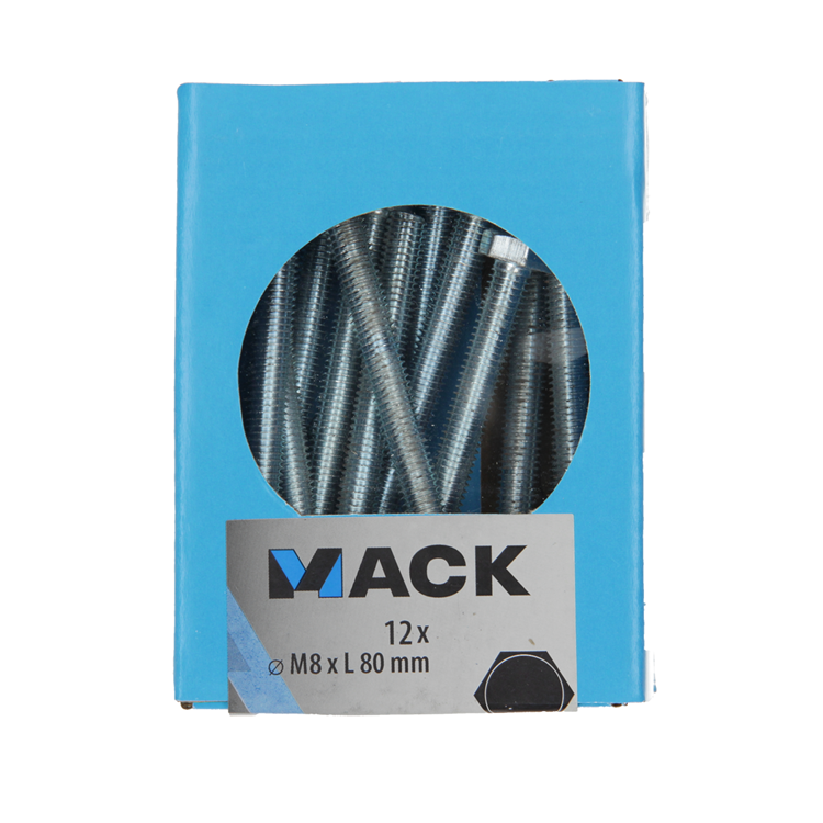 Afbeelding laden in galerijviewer, Mack 1020223 - tapbout + moer verzinkt 12 st m8 x 80 mm | 5 stuks

