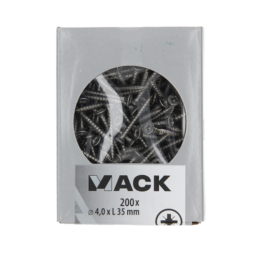 Mack 1020234 - spaanplaatschroef vz kop inox a2 200 st 4,0 x 35 mm | 2 stuks