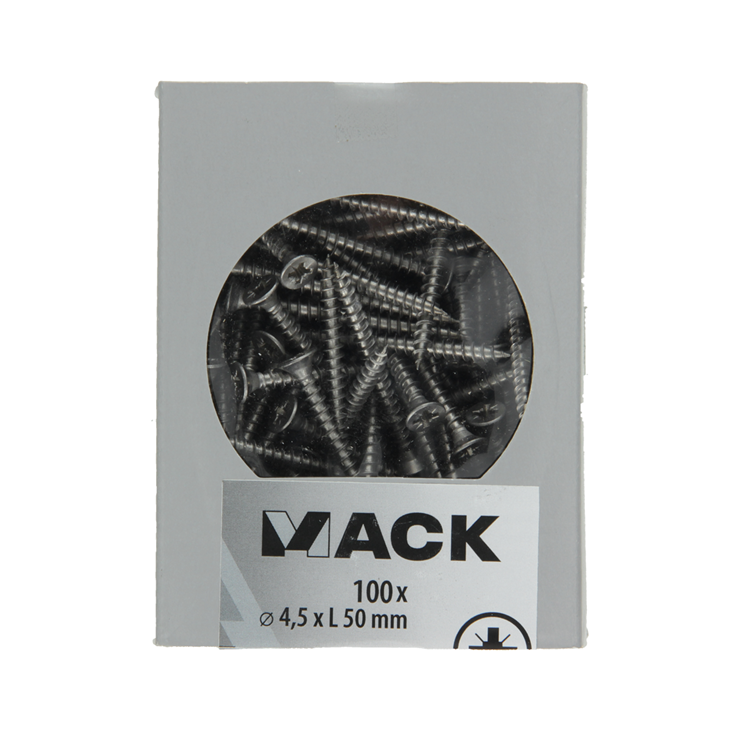 Load image into Gallery viewer, Mack 1020242 - spaanplaatschroef vz kop inox a2 100 st 4,5 x 50 mm | 2 stuks
