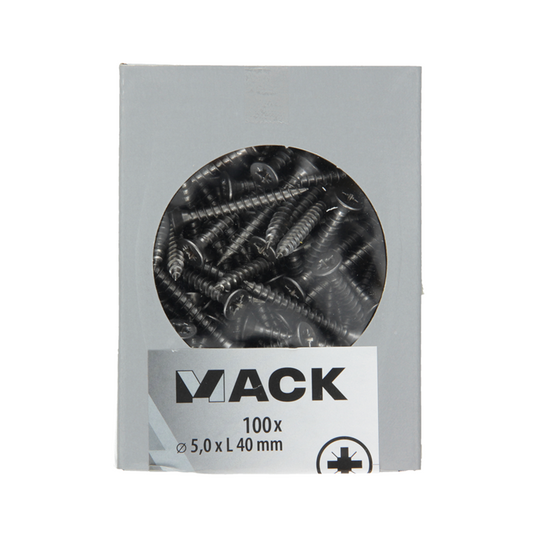 Mack 1020244 - spaanplaatschroef vz kop inox a2 100 st 5,0 x 40 mm | 2 stuks