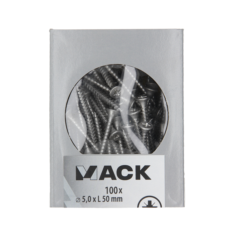 Load image into Gallery viewer, Mack 1020245 - spaanplaatschroef vz kop inox a2 100 st 5,0 x 50 mm | 2 stuks
