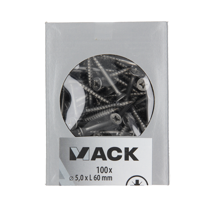 Load image into Gallery viewer, Mack 1020246 - spaanplaatschroef vz kop inox a2 100 st 5,0 x 60 mm | 2 stuks
