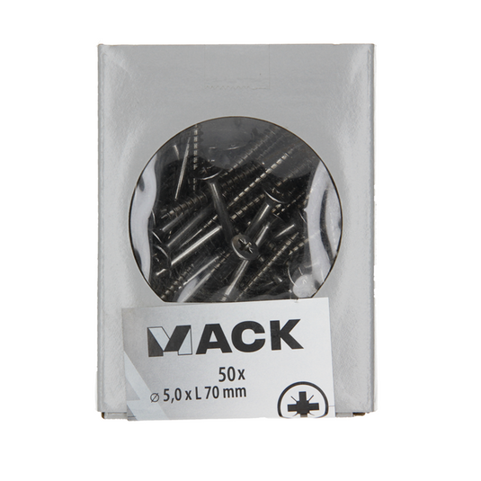 Mack 1020247 - spaanplaatschroef vz kop inox a2 50 st 5,0 x 70 mm | 2 stuks