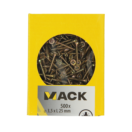 Mack 1020254 - spaanplaatschroef vz kop gvz 500 st 3,5 x 25 mm | 5 stuks