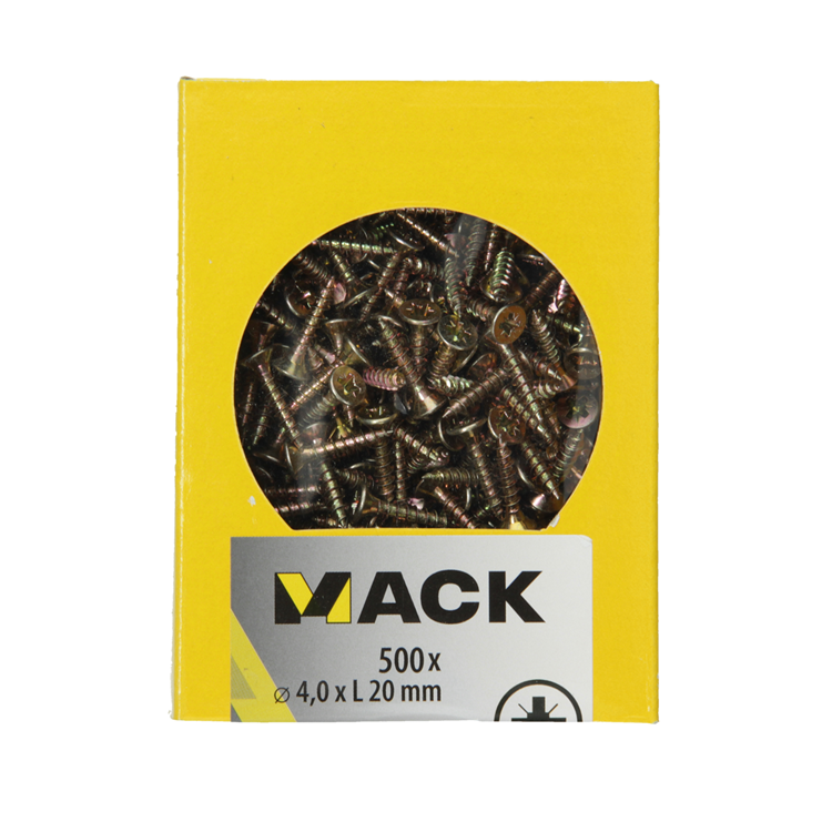 Load image into Gallery viewer, Mack 1020258 - spaanplaatschroef vz kop gvz 500 st 4,0 x 20 mm | 5 stuks
