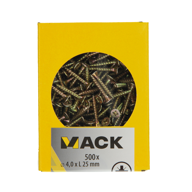 Load image into Gallery viewer, Mack 1020259 - spaanplaatschroef vz kop gvz 500 st 4,0 x 25 mm | 5 stuks
