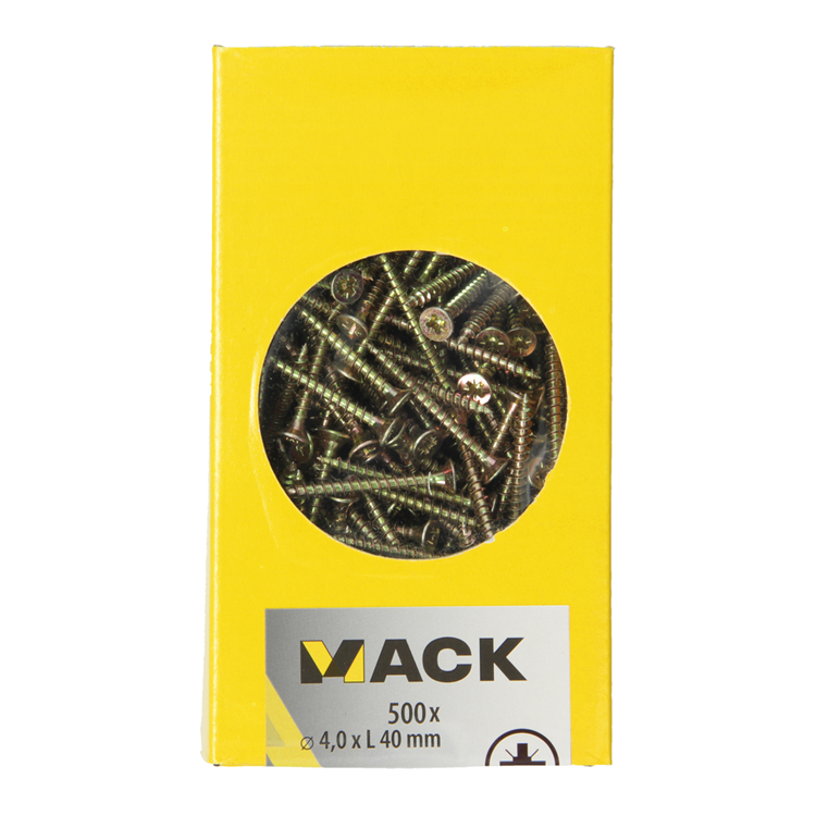 Load image into Gallery viewer, Mack 1020262 - spaanplaatschroef vz kop gvz 500 st 4,0 x 40 mm | 2 stuks
