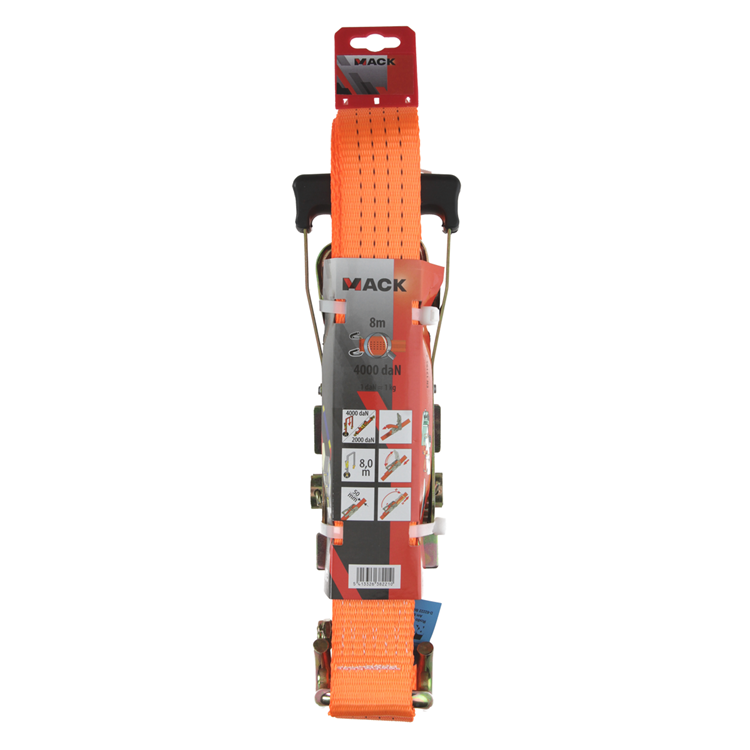 Load image into Gallery viewer, Mack 1023393 - spangordel pe, ratelspanner 2d50mm-8m max4000kg 2 klauwhaken | 5 stuks
