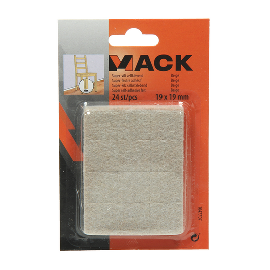 Mack 1047707 - super-vilt zelfklevend beige 19 x 19 mm 24 st pcs | 12 stuks
