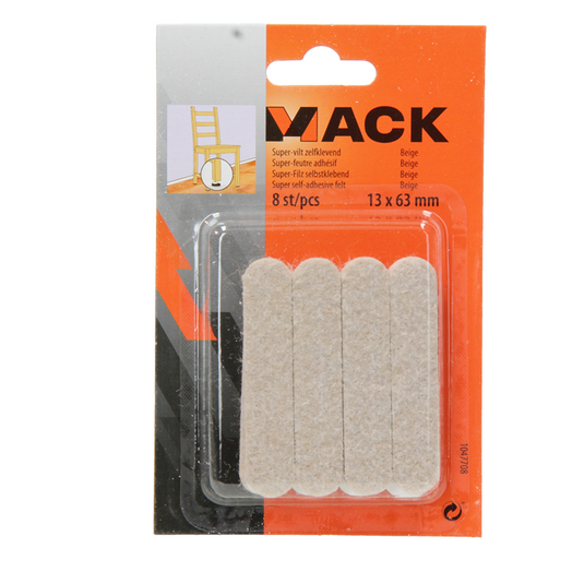 Mack 1047708 - super-vilt zelfklevend beige 13 x 63 mm 8 st pcs | 12 stuks