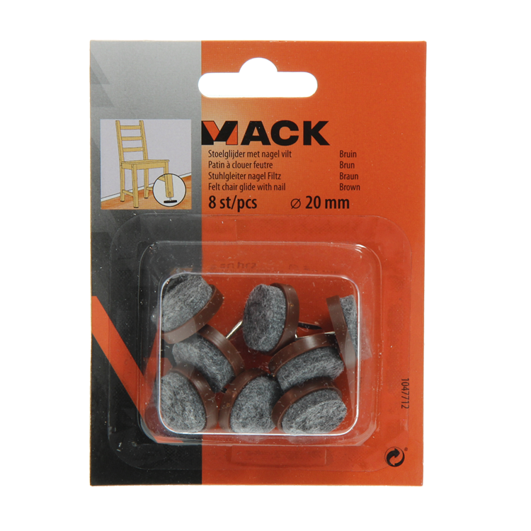 Load image into Gallery viewer, Mack 1047712 - stoelglijder met nagel vilt bruin ø 20 mm 8 st pcs | 6 stuks
