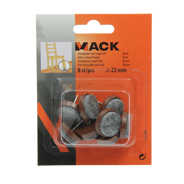 Load image into Gallery viewer, Mack 1047713 - stoelglijder met nagel vilt bruin ø 22 mm 8 st pcs | 6 stuks
