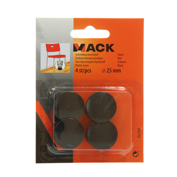 Load image into Gallery viewer, Mack 1047759 - insteekdop kunstsstof zwart ø 25 mm 4 st pcs | 6 stuks
