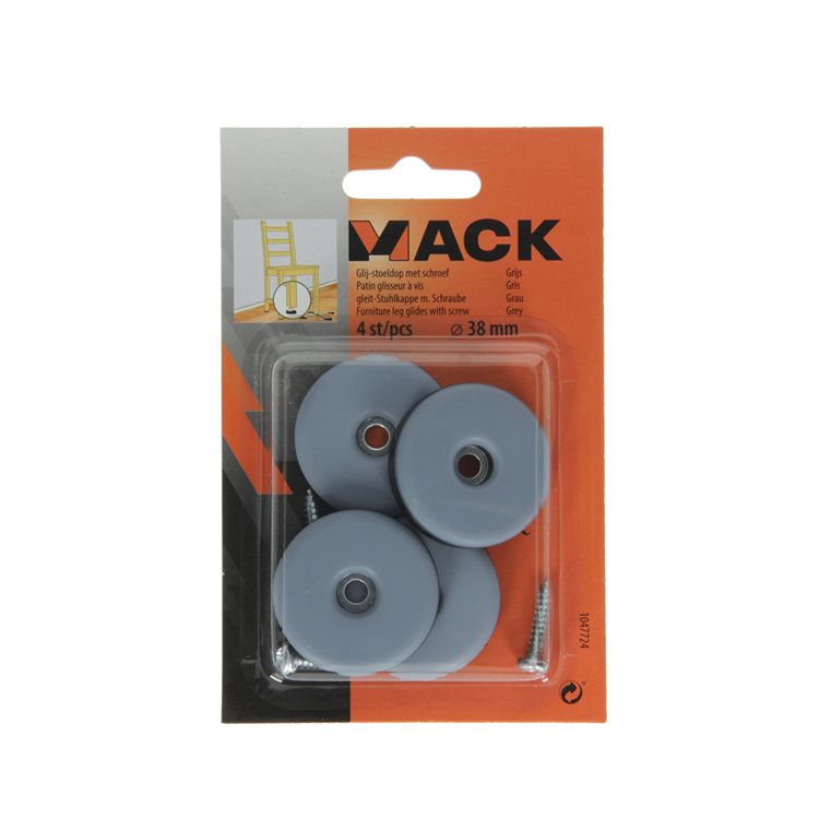 Load image into Gallery viewer, Mack 1047724 - glij-stoeldop met schroef grijs ø 38 mm 4 st pcs | 6 stuks

