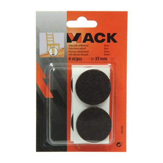 Mack 1047681 - viltpastille zelfklevend bruin ø 35 mm 6 st pcs | 12 stuks