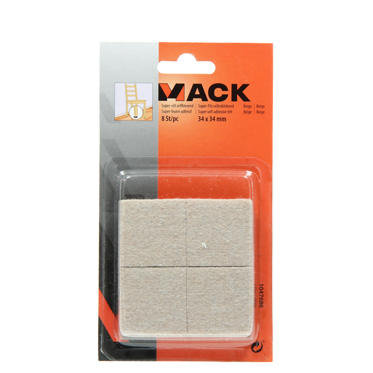 Load image into Gallery viewer, Mack 1047686 - super-vilt zelfklevend beige 34 x 34 mm 8 st pcs | 12 stuks
