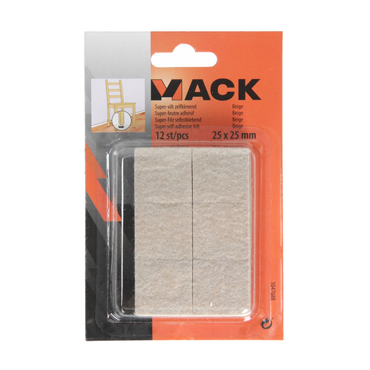 Mack 1047688 - super-vilt zelfklevend beige 25 x 25 mm 12 st pcs | 12 stuks