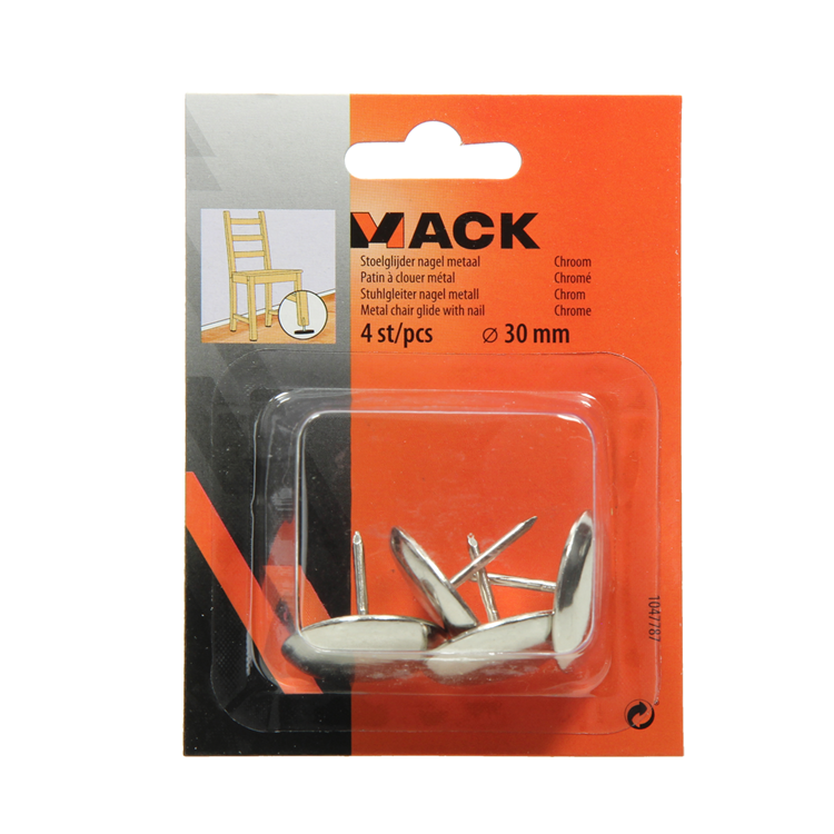 Load image into Gallery viewer, Mack 1047787 - stoelglijder nagel metaal chroom ø 30 mm 4 st pcs | 6 stuks
