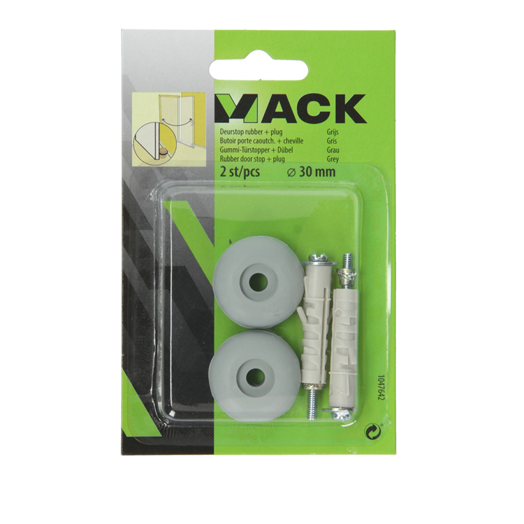 Load image into Gallery viewer, Mack 1047642 - deurstop rubber + plug grijs ø 30 mm 2 st pcs | 6 stuks
