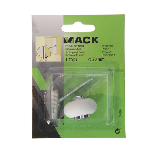 Mack 1047646 - deurstop met rubber verchroomd ø 30 mm 1 st pc | 6 stuks