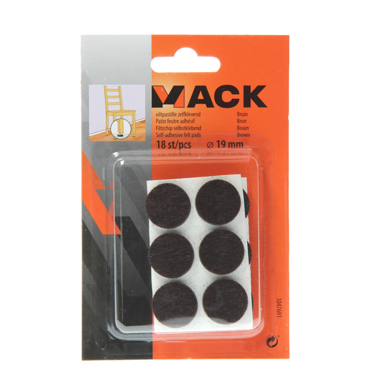 Load image into Gallery viewer, Mack 1047691 - viltpastille zelfklevend bruin ø 19 mm 18 st pcs | 12 stuks
