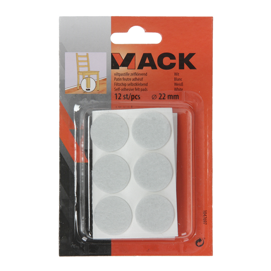 Mack 1047697 - viltpastille zelfklevend wit ø 22 mm 12 st pcs | 12 stuks
