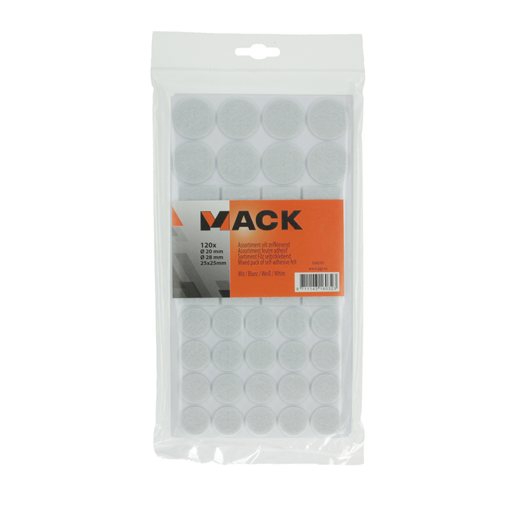 Load image into Gallery viewer, Mack 1048761 - assortiment zelfklevend vilt wit | 12 stuks
