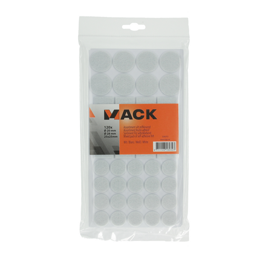 Mack 1048761 - assortiment zelfklevend vilt wit | 12 stuks