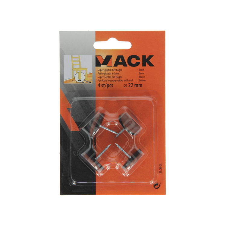 Load image into Gallery viewer, Mack 1048768 - super-glijder met nagel bruin ø 22 mm 4 st pcs | 6 stuks
