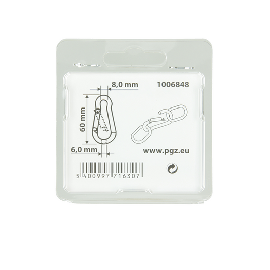 Mack 1006848 - 1 karabijnhaak + veer verzinkt bl 60x6mm | 5 stuks