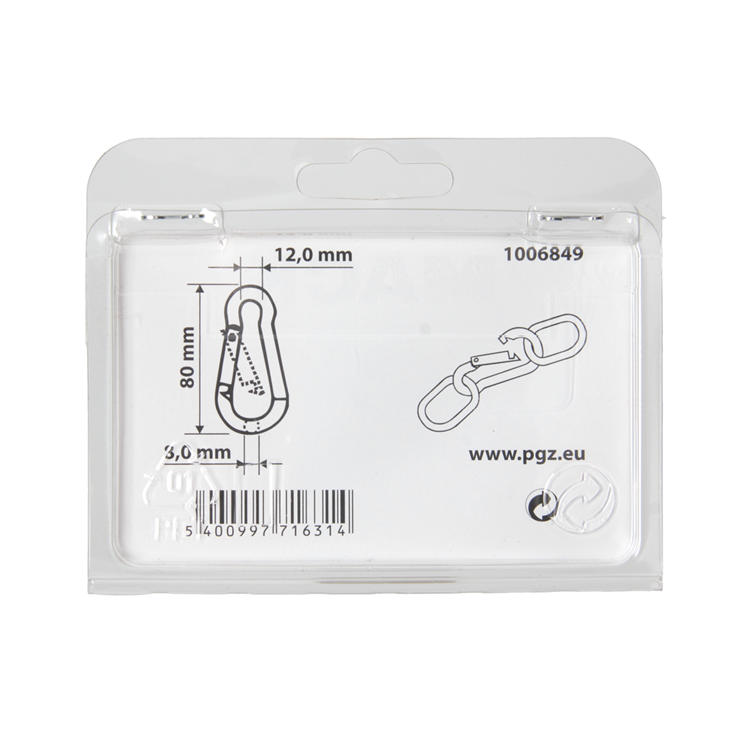 Load image into Gallery viewer, Mack 1006849 - 1 karabijnhaak + veer verzinkt bl 80x8mm | 5 stuks
